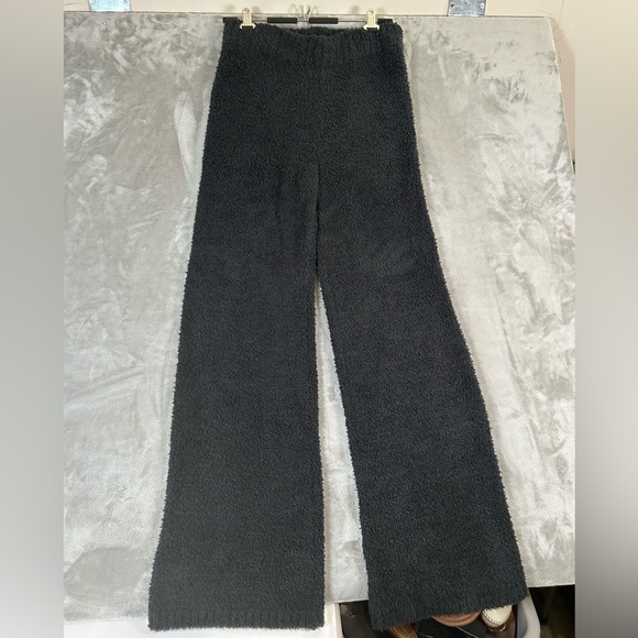 Skims black cozy knit boucle fuzzy teddy wide leg stretch lounge pants - Picture 4 of 12